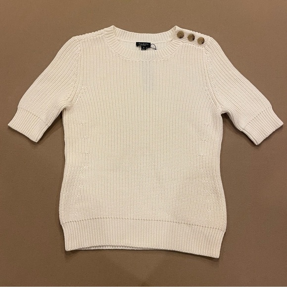 Talbots Short Sleeve Sweater With Button Detail on Shoulder New W Tag Size MP - Picture 1 of 9